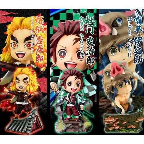 Demon Slayer Anime Tanjirou Inosuke Rengoku Statue PVC Action Figure Toy 180mm Kimetsu no Yaiba Figurine Toys Gift