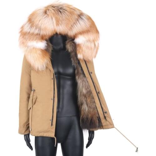 Waterproof Short Parka Real Fox Fur Coat 7XL Winter Jacket Men Natural Raccoon Fur Collar Hood Thick Warm Outerwear Streetwear