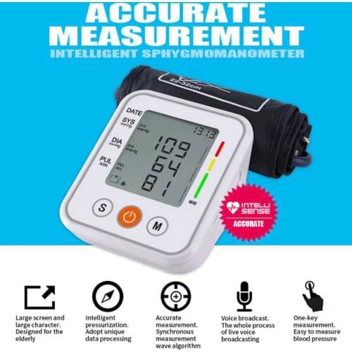 Medical Upper Arm Blood Pressure meter Cuff Monitor machine Tonometer Automatic Sphygmomanometer Tensiometer Bp Heart Rate Meter