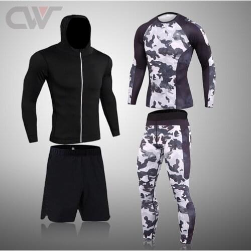 Men Running Compression Sportswear Set Basketball Sets Match Suit For New Mens Tights Workout Elastic Tracksuit Base Layers