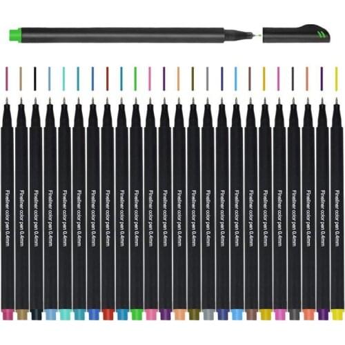 24 Fine line Color Pens Set 0.4mm Drawing Pen Great for Coloring Book Art Crafts and Journal Planner Note Taking