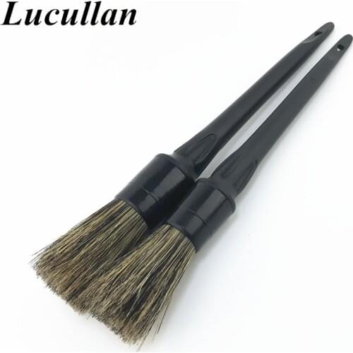 Lucullan Natural Boar Bristle Car Detailing Brush Set Soft Atuo Cleaning Kits Tire Wheel Paint Wash Exterior Accessories