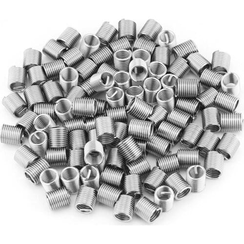 100Pcs M8X1.25X2D Stainless Steel Coiled Wire Insert Set Helical Threaded Insert Wire Screw Sleeve Threads Repair Tools