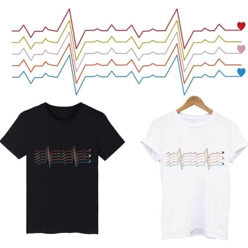 Life Fluctuation Line Patches Stickers Iron On Transfers For Clothing Applique Thermo Stickers On Clothes Stripes On Bagde Dress