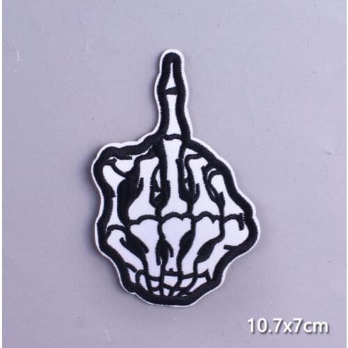 Finger Skull Clothes Patches Embroidered Patches On Clothes Applique DIY Punk Patch For Jackets Stickers Stripes Bagde Parches