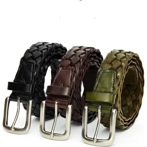 NHZ288 New Fashion Apparel Accessories Ladies woven leather belts Top Layer Cowhide Leather Joker Casual women Belt