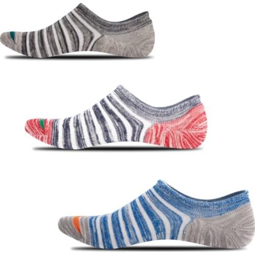 5 Pairs/lot Men Socks Large size Spring Summer Cotton Fashion Striped Silicone Non-slip socks Soft Breathable Short Socks Male