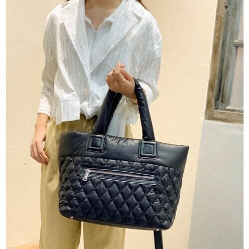 Lozenge pattern autumn and winter new style Korean fashion padded jacket, space cotton air bag, versatile back down female bag