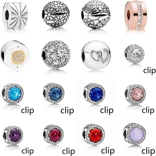NEW 2021 100% 925 Sterling Silver Love Gem Charm Clip Fit DIY Original Bracelet Fshion Jewelry Gift