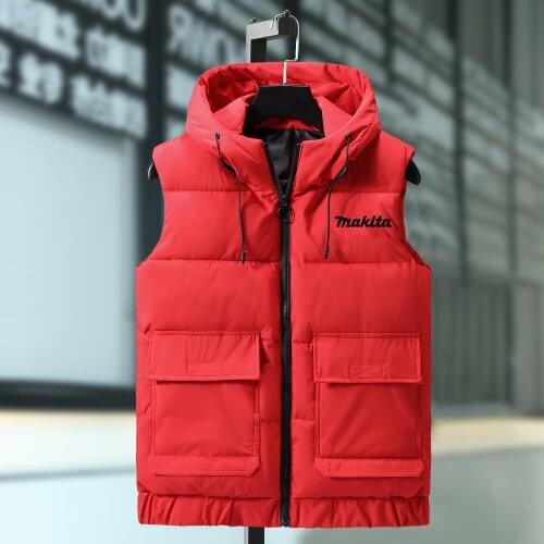 2021 New Makita Brand Logo Print Winter Jacket Men Thick Warm Jacket Slim Casual Hooded Mens Parka Men Cotton Thick Print Jacket