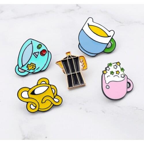 New arrival cute Teacup teapot enamel label pins brooches men women fashion dress suit hat brooches accessories
