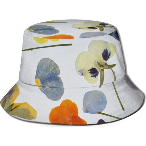 NOISYDESIGNS New Summer Panama Cap Pansy Flower Print Fishermans Caps Woman Casual Buckets Caps Sun Hat Flower Floral