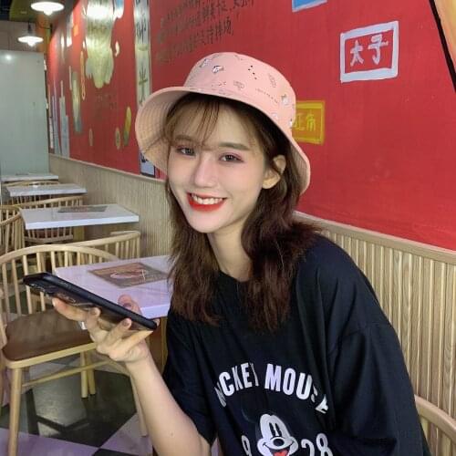 Ncmama Cotton Double Sided Cartoon Dog Print Bucket Hat Fisherman Hat Outdoor Travel Hat Sun Cap Hats for Men and Women