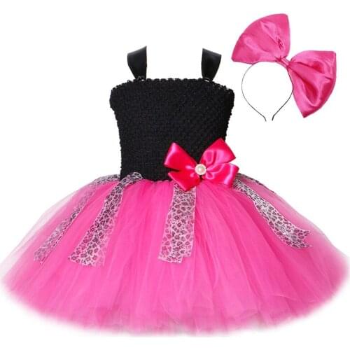 Handmade Girls LOL Doll Princess Dress Jojo Siwa Tutu Cute Bow Leopard Costume for Birthday Halloween Party