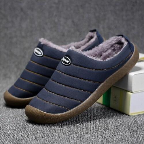 Velvet Plush Winter Slippers Men Anti-skid Home Shoes Fashion Bedroom Slippers Male Indoor Outdoor Warm Slides for Cold Weather