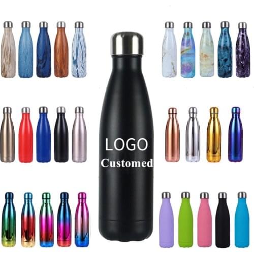 500ml Portable Stainless Steel Water Bottle Vacuum Insulated Thermal Cola Sports Gym Bottle Travel warm Cup Support Customed