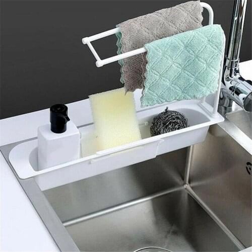 Drain Basket Expandable Easy Installation Storage Sink Holder Rack Sponge Holder Tray For Home Kitchen