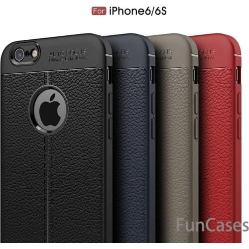 Case Luxury Soft Shockproof Anti-Fingerprint Leather Grained TPU Protective Back Cover Case For iPhone 6 6S ifon moblie