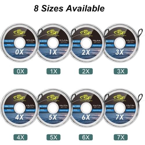 SF Fly Fishing Tippet Line Clear Nylon Monofilament with Holder Leaders Trout 0X 1X 2X 3X 4X 5X 6X 7X