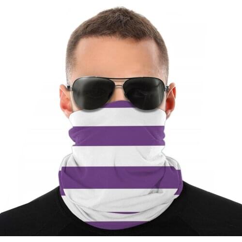Purple And White Stripes Scarves Half Face Mask Men Women Fashion Tube Scarf Seamless Bandana Polyester Headband Outdoor Hiking