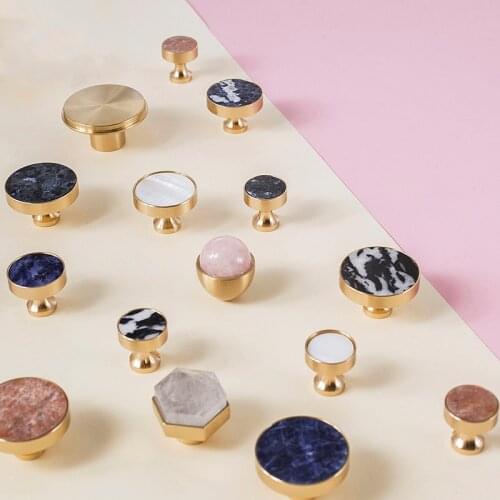Nordic Natural Stone + brass Knobs and Handles Dresser Drawer Pulls Kitchen Cabinet Knobs and Handles Furniture Hardware