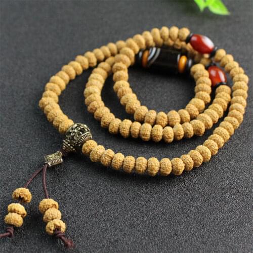 Tibetan Eight-Nine-Petal Flying Saucer Little Vajra Bodhi 108 Prayer Beads Bracelets for Men and Women