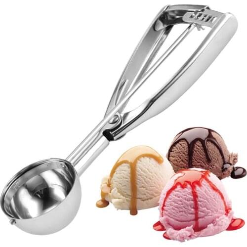 Thick Stainless steel spoon ice cream mashed potatoes watermelon jelly yogurt cookies spring handle scoop kitchen accessories