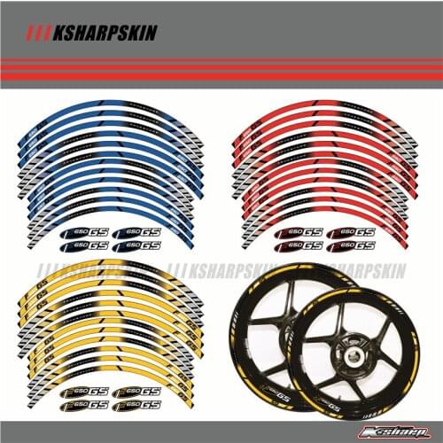 12 X Thick Edge Outer Rim Sticker Stripe Wheel Decals FIT BMW F650GS ADVENTURE 19''17