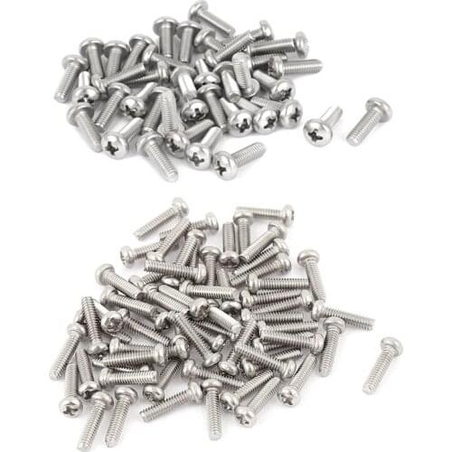120 Pcs 304 Stainless Steel Phillips Round Head Screws Bolt 60Pcs M2 X 4Mm & 60Pcs M2 X 8Mm