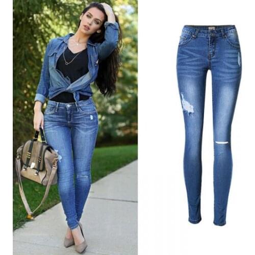 2021 Low Waisted Blue Jeans Woman Stretchy Denim Pants Skinny Pencil Jeans Office Ladies Jeans