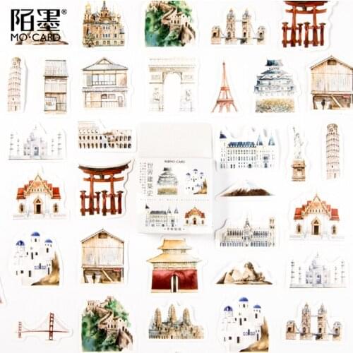 45 pcs/lot Vintage World architecture scenery paper sticker package DIY diary decoration sticker album scrapbooking