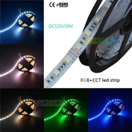 5M DC12V/24V RGBWW 5 color in 1 led chip LED Strip,SMD 5050 flexible light RGB+cool White&warm white,60Leds/m IP30/67