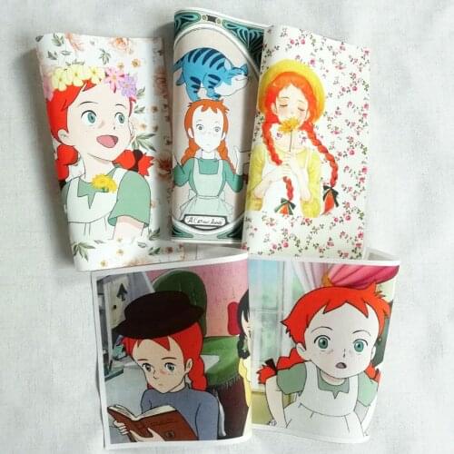 Positioning Cloth Making Purse Cartoon Patches Anne Girl 15x20cm-5pcs Warp Hand Dyed Fabric Handmade Cloth Dyeing DIY Patchwork