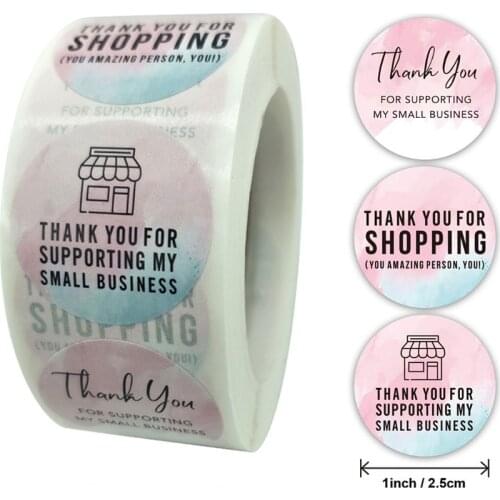 500pcs/roll Thank You for Supporting Small Business Sticker For Christmas Gift Package Cake Box Envelope Seal Labels Stickers