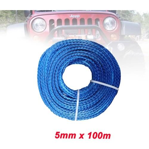 Free Shipping 5MM*100M Synthetic Winch Line UHMWPE Plasma Rope For 4WD 4x4 ATV UTV Boat Recovery Offroad