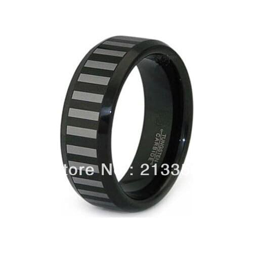FREE SHIPPING USA WHOLESALES CHEAP PRICE BRAZIL RUSSIA CANADA UK HOT SALE 8MM BEVEL BLACK BRIDAL A MENS TUNGSTEN WEDDING RING