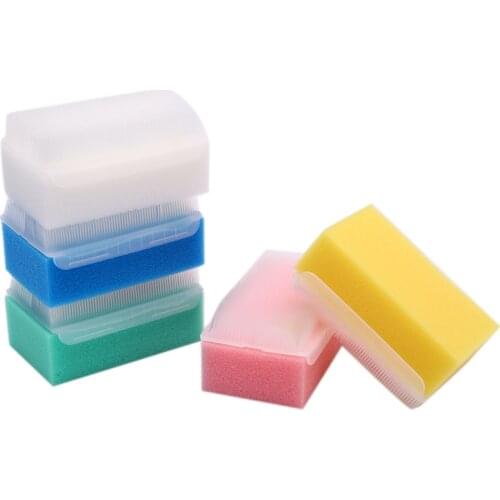 2 Pcs New Baby Bath Sponge Soft Foam Washer with Cradle Cap Brush Body,Hair and Scalp Clean Gentle Baby Sensory Brush Bath Spon