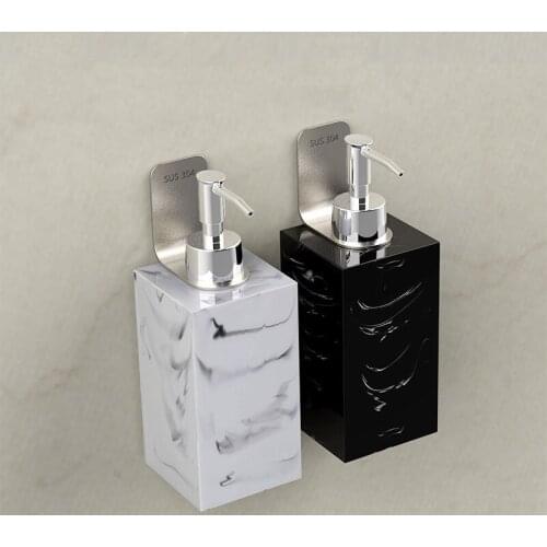 Resin Liquid Soap Dispenser Bathroom Shower Gel/Shampoo/Hand Sanitizer Holder/Rack Square Wall Mounted Nail Free 400/500ML