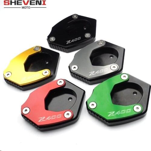 For Kawasaki Z400 Z 400 2019 With LOGO Z400 Motorcycle CNC Aluminum side stand Extension Plate enlarger Pad NINJA400