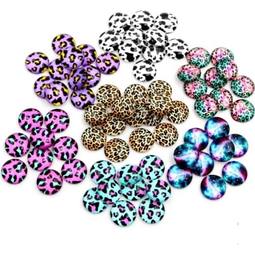 Hot Sale 8mm 10mm 12mm Nebula Leopard Handmade Glass Cabochons Pattern Domed Jewelry Accessories Supplies