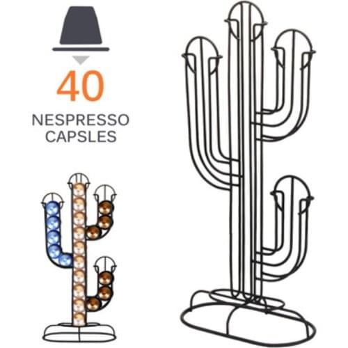 Nespresso Capsule New Holder Stainless Steel for 40pcs Coffee Pod Holder Creative Cactus Dispenser Coffee Dispensing Tower Stand