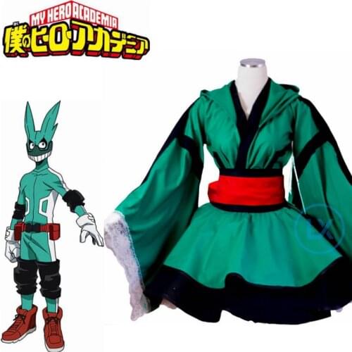 Anime My Hero Academia Cosplay Midoriya Izuku Deku Battle Lolita Kimono Cosplay Costume Costume Set Halloween Gifts