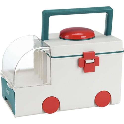 Multi-purpose First Aid Kit Medicine Storage Box Portable Double Layer Medicine Boxes With Pill Case Household Emergency Box