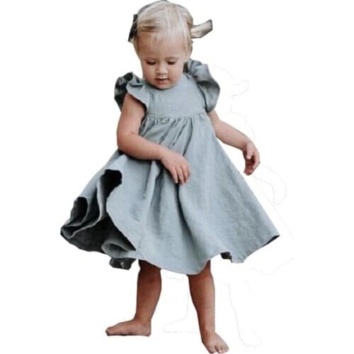 Summer Girls Dress Cotton Linen Kids Clothes Elegant Well Design Children Outfit Princess Toddler Good Quality