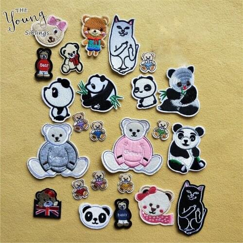 Hot sale Cartoon bear Embroidery Patch Clothes Stickers DIY Cute panda Iron On Patches For Clothing Badges Applique Accessoires