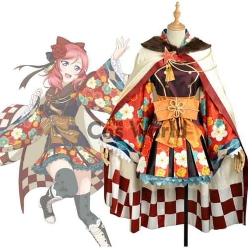 Love Live School Idol Project Nishikino Maki Flower Tops Stripes Kimono Yukata Dress Uniform Outfit Anime Cosplay Costumes