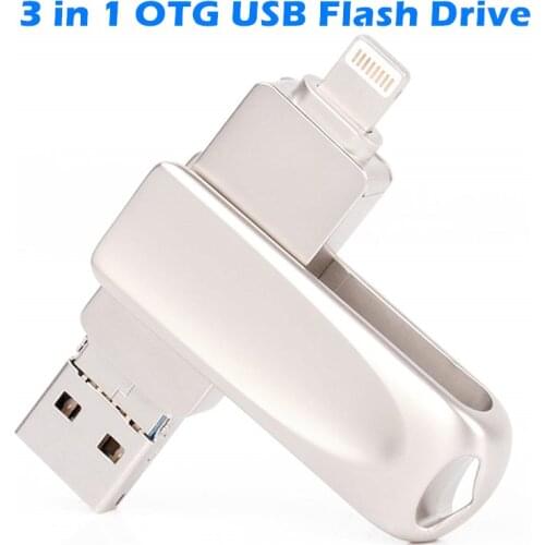 Metal USB Flash Drive 128gb cle usb OTG Pen Drive 32gb 64gb Usb2.0 Flash Disk for iPhone 11 X/8 Plus/8/7 Plus USB Memory Stick