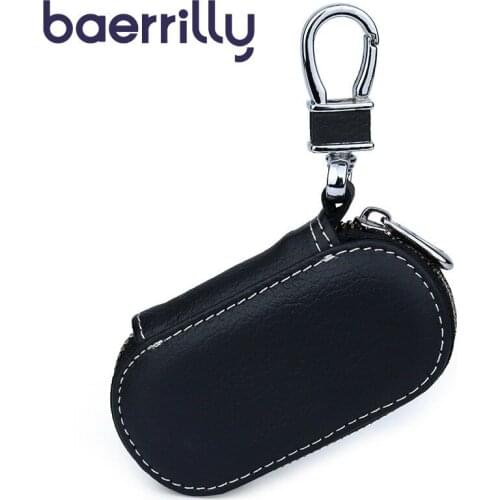 Fashion Genuine Leather Car Key Wallets Men And Women Housekeeper Keys Organizer Key Chain Zipper Key Case Small Purse Porte Cle