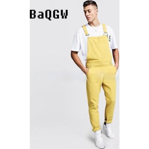 Fashion Men Rompers Solid Pockets Suspenders Jumpsuits Streetwear Summer 2021 Casual Men Overalls Playsuits Large Size S-3XL