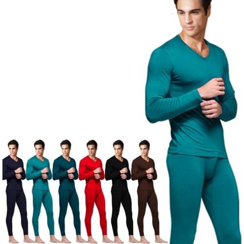 Free shipping Mens V-neck thermal underwear male long johns basic shirt bamboo charcoal fiber 6XL